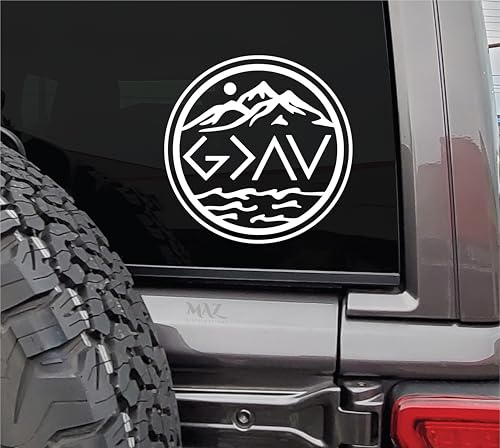 MAZ DISTRIBUTIONS - God is Greater Than The Highs and Lows – Vinyl Decal for Laptop – Waterproof Sticker for Waterbottle – Indoor & Outdoor Sticker for Window – Easy Use for Car, Van & Bike - MAZ 446