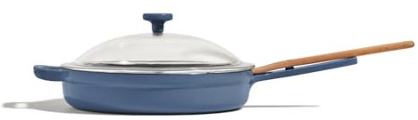 Our Place Cast Iron Always Pan | Premium Enameled, Toxin-Free Surface | 10-inch 8-in-1 Multifunctional Cookware System | Lid, Handle Covers | Heavy Duty Skillet | Oven & High Heat Safe | Blue Salt