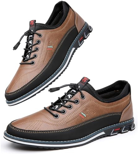 Asifn Hombres Zapatos de Cómodos Cuero Oxford de Negocios con Cordones británicos Casuales para Zapatos de Oficina de conducción clásicos Transpirables Marrón 41 EU