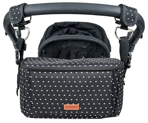 TENDS Kinderwagen Organizer Universal & Multifunktional - Baby und Maternitätsrucksack Features - Buggy Zubehörtasche Reißverschlusstasche und Verstellbarem Schultergurt - Vielseitig für Windeln