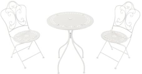 AXI Marilou Set Bistrot da Balcone, 2 Sedie 1 Tavolo, Set Bistrò Veranda Bianco - Set Bistro da Giardino, Tavolo Bistro a Mosaico per Giardino/Balcone/Terrazza