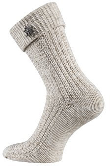 FussFreunde 7 Monate Anti-Loch-Garantie 1 Paar Unisex Trachtensocken mit abnehmbaren Edelweiß Pin (DE/NL/SE/PL, Numerisch, 43, 46, Regular, Regular, Natur)