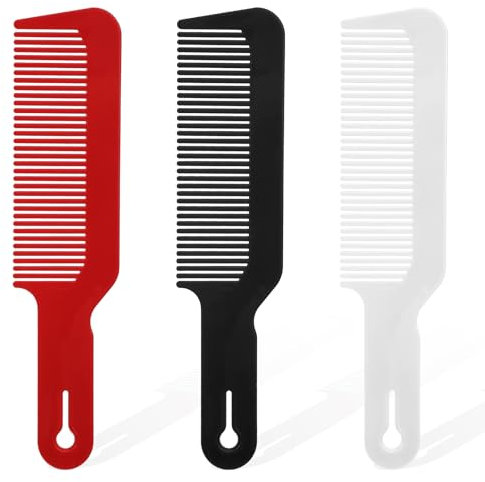 3 Pack Barbier Kamm Flattops und Stylings Haarschneidekämme Friseurkämme für Clipper-Schnitte Hitzebeständiger Stylingkamm für Home Salon Barbier (weiß, schwarz, rot)