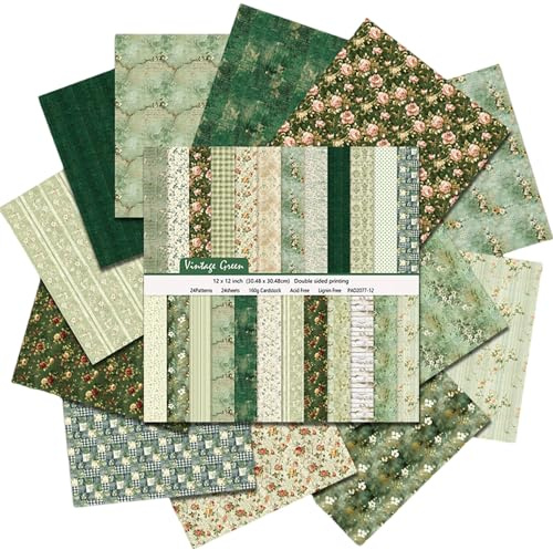 24 Sheets Boho Pattern Paper Set, 12x12 Inch Scrapbook Paper Double-Sided Decorative Craft Papers for Card Making Scrapbook Photo Frame Decor Gift Decoration, 24 Designs (E)