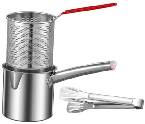 ABOOFAN 1 Satz Bratpfanne the cook die köchin schmortopf fritiertopf Reinigungsfreundliche Fritteuse Deckel Grill Herd Mikrowelle Dual bequemer Topf Mini-Fritteuse Rostfreier Stahl Silver