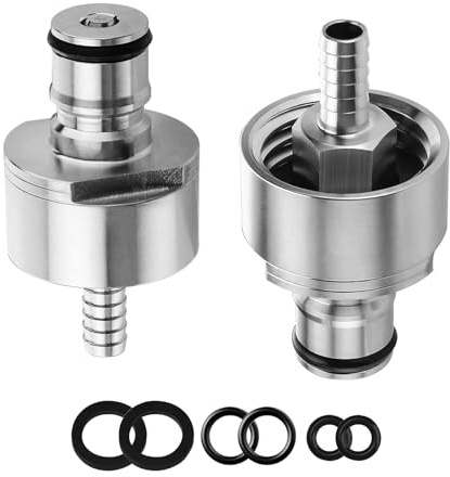 2 PCS Stainless Steel Force Carbonation Cap for Soda Bottle Carbonator Cap with 5/16'' Beer Line Nipple Barb Ball Lock Cap for Soda Beer Juice Equipped with Extra Gaskets& O-Rings