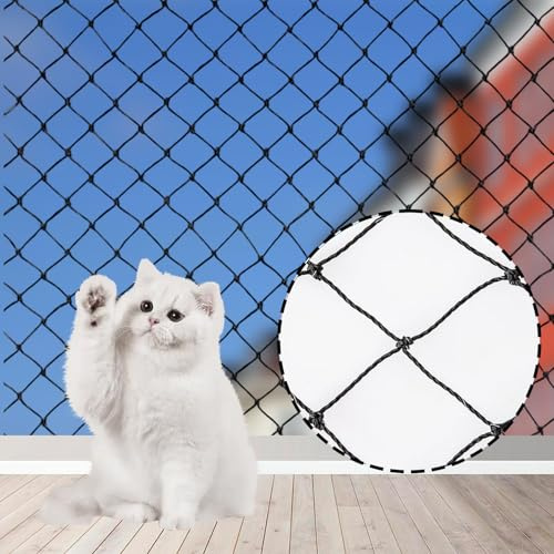 GIFANEO Katzennetz für Balkon und Fenster 6x3m katzenschutznetz mit hochfestem Nylon,Katzennetz für Balkon,Katzenschutznetz Schwarz, Bissfest und alterungsbeständig