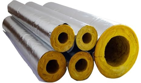 Pipe Insulation Glass Rockwool Aluminum Foil Self-Adhesive, Outdoor Antifreeze Insulated Tube, Retardant Insulating Tubing for Protecting Pipes and Heat Preservation(ID108mmxT30mm)