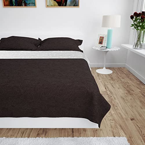 Copriletto Trapuntato Double-Face in Microfibra, Motivo Floreale Trapuntato per Calore e Comfort, Copriletto trapuntato, biancheria da letto, Adatto per Camera da Letto, Crema/Marrone, 220x240 cm