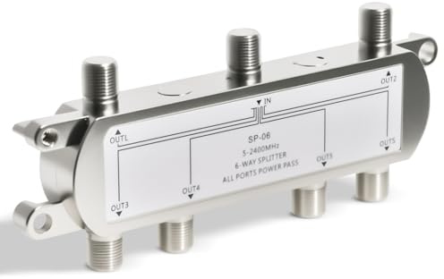 Fohevers 6-vägs satellit TV antenn F typ splitter 5-2400 MHz för kabel, modem, jungfrulig dbox och himmel