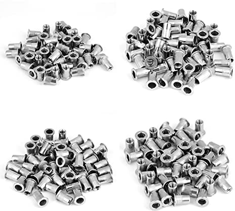 Set di dadi per rivetti ciechi in acciaio inossidabile 304, inserto filettato M3 M4 M5 M6, kit dadi per rivetti da 200 pezzi con filettatura trasparente per uso industriale,