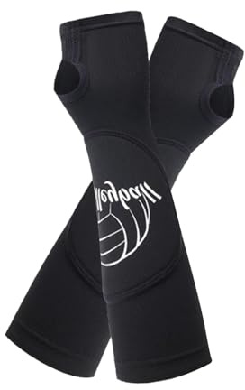 Zxpjkyu 1 Par de Mangas de Voleibol, Protectores de Brazo para, Muñequeras de Entrenamiento con Almohadillas Protectoras Y Orificio en, negro, XL