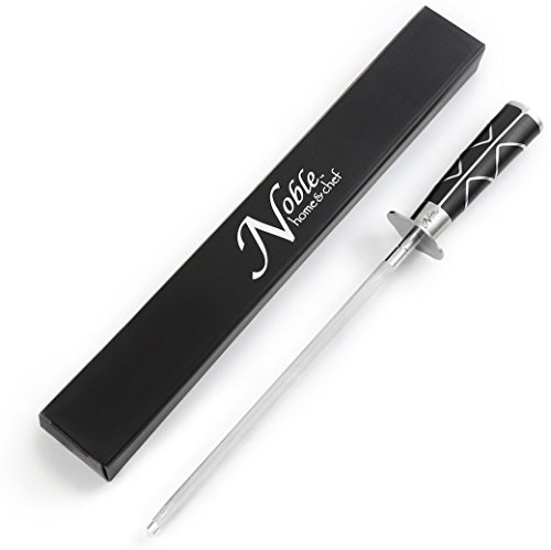 Professional Honing Steel 12”, Magnetized for Safety, No Rust, No Cheap Plastic! Noble’s Knife Sharpener Has an Oval Handle for a Firm Grip and is Built For Daily Use, Perfect for Chefs!