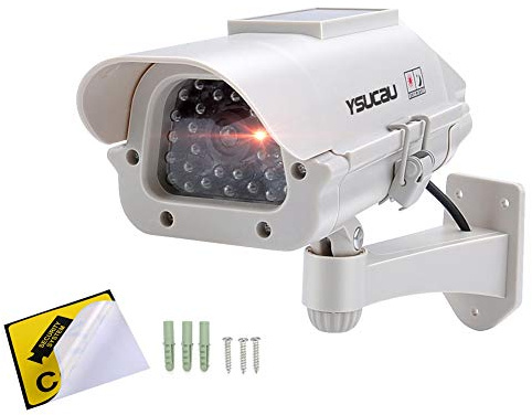 YSUCAU Solar Powered CCTV Security Fake Dummy Camera with Flashing Led Outdoor/Indoor Use for Homes & Business