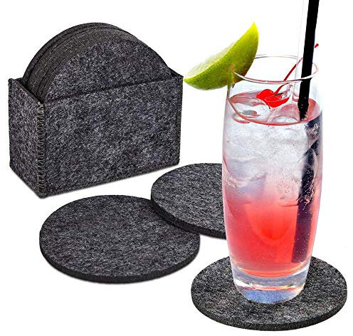 BOHORIA® Premium Filzuntersetzer (8er Set) – Dekorative Filz-Untersetzer für Glas, Tassen, Vasen, Kerzen auf ihrem Esstisch aus Holz, Glas oder Stein (rund | 10cm) (Grey)