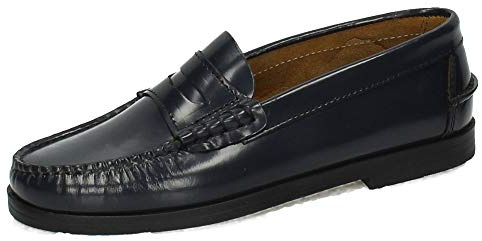 MADE IN SPAIN 210 Castellanos DE Piel NIÑO Zapatos MOCASÍN Marino 34