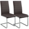 Juskys Freischwinger Schwingstuhl Vegas 2er Set - 2 Esszimmerstühle mit Rückenlehne, Küchenstühle aus Metall & Kunstleder - Stühle modern für Esszimmer, Wohnzimmer & Küche - Braun