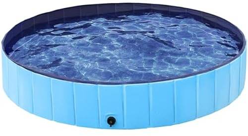 Yaheetech Piscine Chien Pliable 160 x 30cm Piscine Baignoire Chiens Bassin de Baignade Portable Bain pour Chien/Chat Extérieur Intérieur Antidérapant avec Patchs de réparation et Brosse Bleu