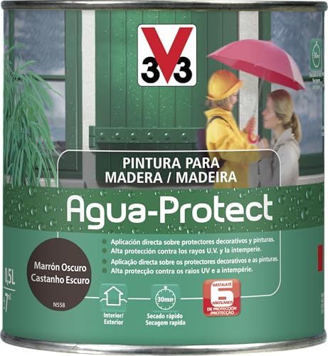 V33 PINTURA MADERA AGUA PROTECT SATINADO MARRON OSCURO 0,5L