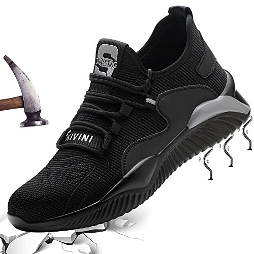 Mitudidi Chaussures de Sécurité Hommes Femmes Basket de Sécurité Légère Chaussures de Travail Embout Acier Respirant Antidérapante Gris 38 EU