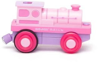 Bigjigs Rail Battery Powered Pink Loco Train | Motorised Engine Accessories for Wooden Railway Track Set | Model Toy Gift for 3+ Year Old Kids | Ideal as an Educational Tool for Children