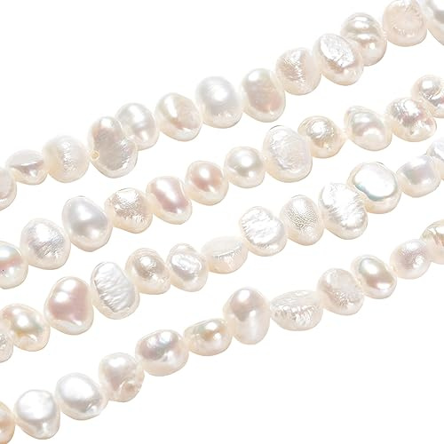NBEADS Circa 78pz Perle d'Acqua Dolce Coltivate Naturali, 4x3mm Grado A Due Lati Lucido Bianco Perla d'Acqua Dolce Sciolto Perla Irregolare Perline per Gioielli Braccialetto Fare