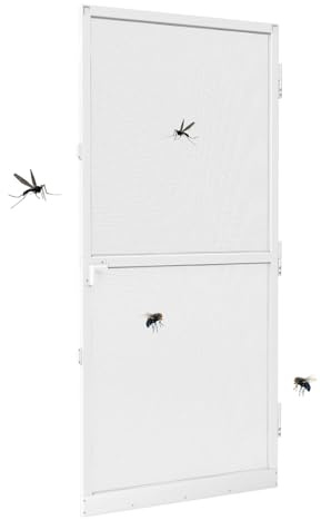 LZQ Moustiquaire de porte, moustiquaire de balcon, moustiquaire avec cadre en aluminium, tissu en fibre de verre, moustiquaire pour porte de terrasse, salon (blanc, 120 x 240 cm)