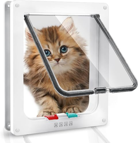 Puerta para Gato con Cierre magnético de 4 vías, Puerta para Mascotas para Gatos y Perros pequeños 25 × 23.5 × 5.5 cm (L)