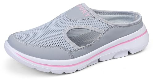 Meik Mangni Zoccoli Donna Uomo Sabot Traspiranti Ciabatte Comode Sandali da Spiaggia Leggero Scarpe da Giardino Antiscivolo Pantofole da Casa Grigio Rosa 36 EU