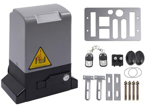 370W Schiebetorantrieb Torantrieb bis 600KG Automatischer Schiebetoröffner mit 2 Fernbedienungen Sliding Gate Opener mit Automatischer Türöffnermotor Zahnstange für Hoftor