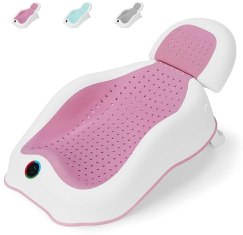 Babove Baby Bath Support | Newborn Bathtub, Toddler Bath Seat, Foldable, 2 Position - Newborn Essentials (Light Red)