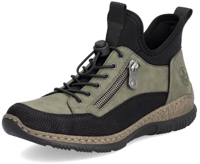 Rieker Damen Low-Top Sneaker N32G3, Frauen Halbschuhe,Turnschuhe,Laufschuhe,Freizeit,sportlich,straßenschuhe,grün Kombi (54),39 EU / 6 UK