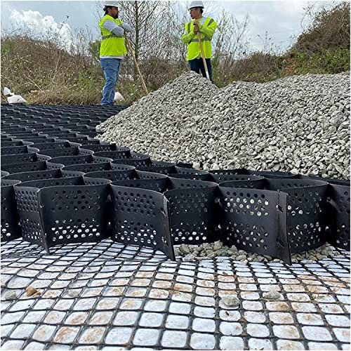 SAFWELAU Pavimentación de Arena Geocelda Estabilizador 5 cm de Altura, Rejilla de Grava Permeable al Agua, GEOCELL Honeycomb HDPE para Estacionamiento en Pista Inclinada