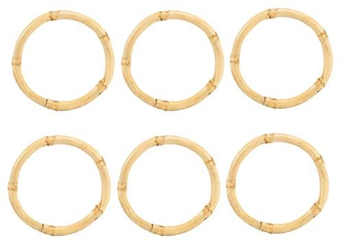 SweetSerenade Handmade Bamboo Napkin Ring Natural Rustic Napkin Holders Natural Napkin Holder Rings Table Decorations, Set of 6