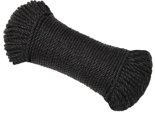 Cuerda de Trabajo, LAPOOH Escalada Material, Arnes Arborista, Cuerda Anticaída, Cuerda Bdsm, Cuerda De Seguridad para Bicicletas, Polipropileno Negro 3 mm 25 m
