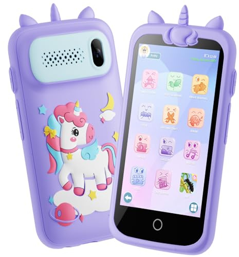 Bambini giocattolo smartphone, Cellulare Bambini con lettore di musica, 2000mA Mini Telefono per Bambini con giochi, fotocamera anteriore, fingere di giocare smartphone (viola)