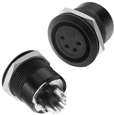 MEIRIYFA Adattatore audio a 4 pin XLR Panel Mount Connettore, 2 confezioni da 4 pin XLR femmina saldatura connettore microfono per altoparlante microfono DMX attrezzatura (presa a 4 pin)