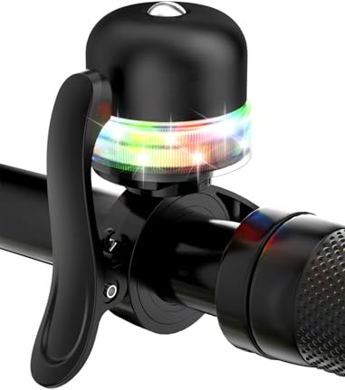 Bike Bell for Kids & Adults, Light up Bike Accessories Adjustable with Ferrules Fit for 0.74-1.25in(19-31.8mm) Bicycle Handlebars, Aluminum Made & Crisp Sound for Mountain Dirt Road Bike Ebike(Black)