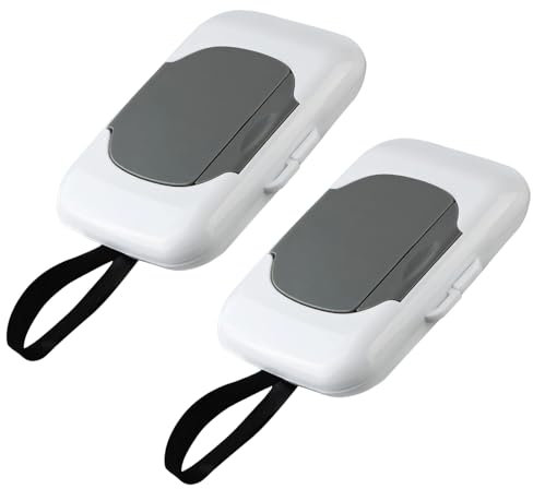 2 Pack Wet Wipes Dispenser Box, Reusable Baby Wipes Dispenser with Portable Design, Rounded Feel for Safe Handling, Ideal for Strollers and Travel, Easy Extraction and Refillable
