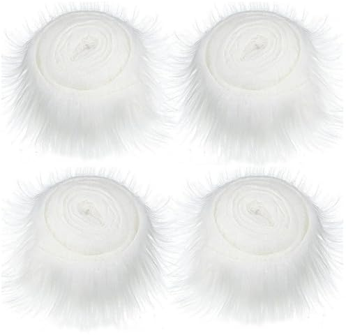 Jiavlyx 4 stycken fuskpäls-band, päls, 5 cm × 9 cm × 150 cm lurviga konstgjorda ränder, ribbon trim, fuskpäls hantverk, för tomtebjörnar, jultomtehår, dvärg gör-det-själv-dekoration