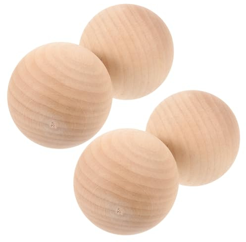 EXHUMKY 4Pcs Wooden Bocce Balls Pine Wood Grain Outdoor Sports Game Supplies Portable Rolling Bocce for Lawn Parties Family Fun and Play