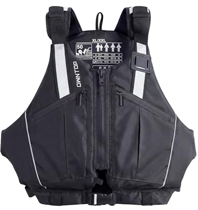 Owntop Adult Buoyancy Aid | Adjustable Swim Vest with Large Pockets | Reflective Strips & Free-Motion Armhole | Buoyancy Vest Jacket for Kayaking, Fishing, Boating, Paddle (Black,XL-XXL)