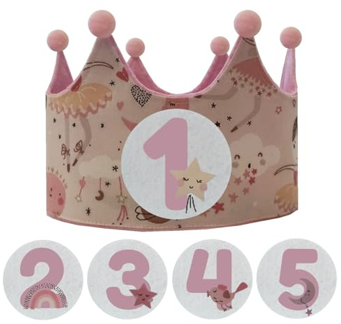 Anak Anak Corona infantil - Cumpleaños bailarinas - Números intercambiables - Velcro ajustable reutilizable - Fiesta 1 a 5 años - Regalo niña - Sesión fotos - Temática danza