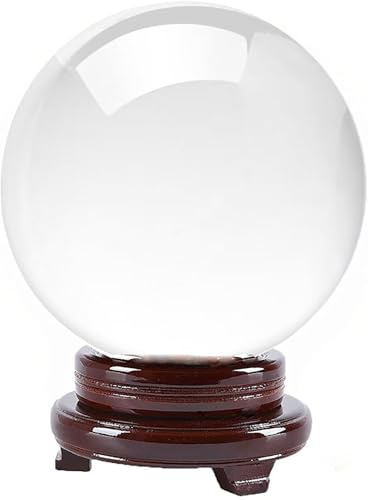 Generico Palla di Cristallo K9, Palla di Cristallo Trasparente con Base in Legno per Meditazione con Sfera Lente, Divinazione, Guarigione, Fotografia, Sfera di Guarigione,60mm=2.36inch