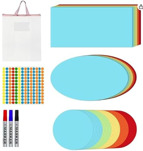 suaywo Moderationskort-set 400 stycken, färgglada inlärningskort, presentationskort, rund oval rektangulär moln i 5 färger, perfekt som indexkort, lärkort och moderationsfodral för kontor och skola.