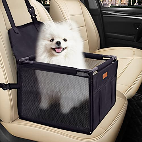 SWIHELP Siège de Voiture Portable pour Chien avec Laisse de sécurité à Clipser et Tuyau de Support en PVC, Anti-Pliage, Parfait pour Les Petits Animaux de Compagnie