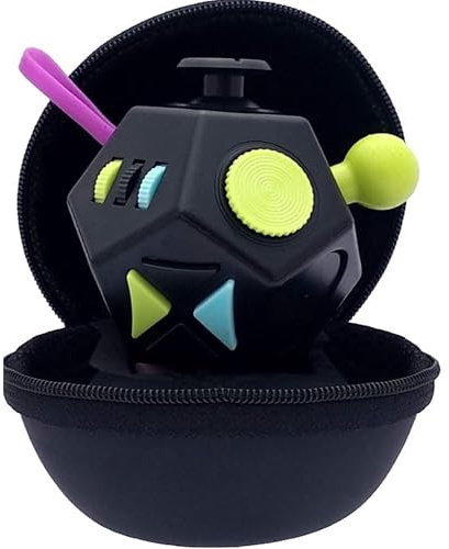 PILPOC Fidget Cube Dodecagon - Fidget Toys 12 Faces, Réduit l'Anxiété, Cube Anti Stress Adulte, Jouet Adultes Destressant, Autisme, TDAH Enfant Outils, Objet Satisfaisant (Noir et Mixte)