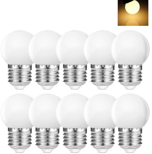 Suncan 10 Stück E27 1W LED Glühbirne, G45 Globe Lampe,Ersatz für 5W Glühbirne, für Urlaub Party Dekoration,Warm Weiß 2700K,50 lm,AC220V