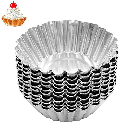 50 Stück Eier Kuchenform Wiederverwendbare, Pudding Muffin Eierkuchenform, Aluminium Muffin Eierkuchenform, Eierkuchenform Egg Tart, für Cupcake, Pudding, Tart Ei, Muffin und Küchen Backwerkzeuge