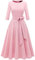 DRESSTELLS Robe Femme de Cocktail Mariage Soirée Cérémonie Vintage col Rond Manches 3/4 Pink L